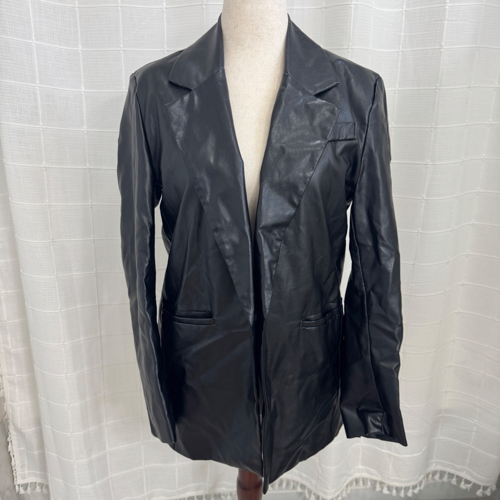 Princess‎ Polly Faux Leather Black Jacket Size Small